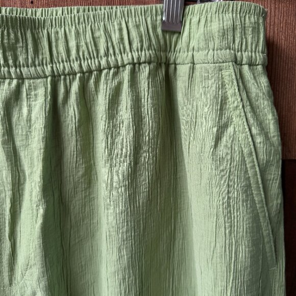 NWT Madewell Green Crinkle Fabric Elastic Waist Straight Pants - Women's X-Large - Picture 5 of 10